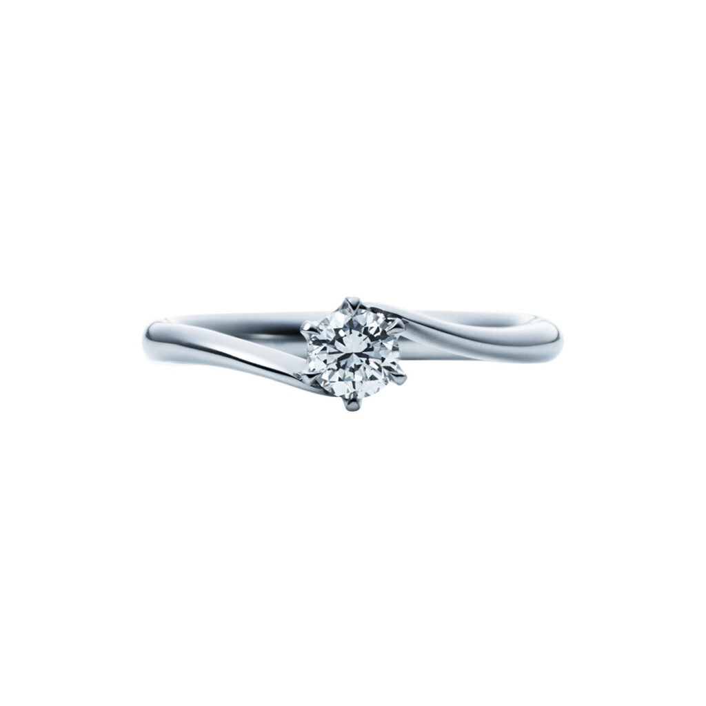 S字ウェーブラインのシンプルな婚約指輪デザイン