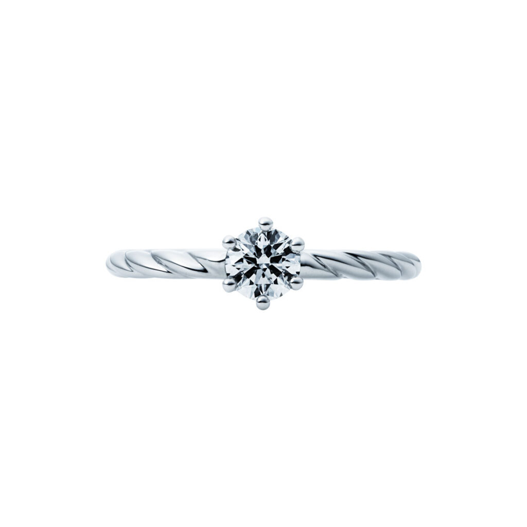 ロープアームのシンプルな婚約指輪デザイン
